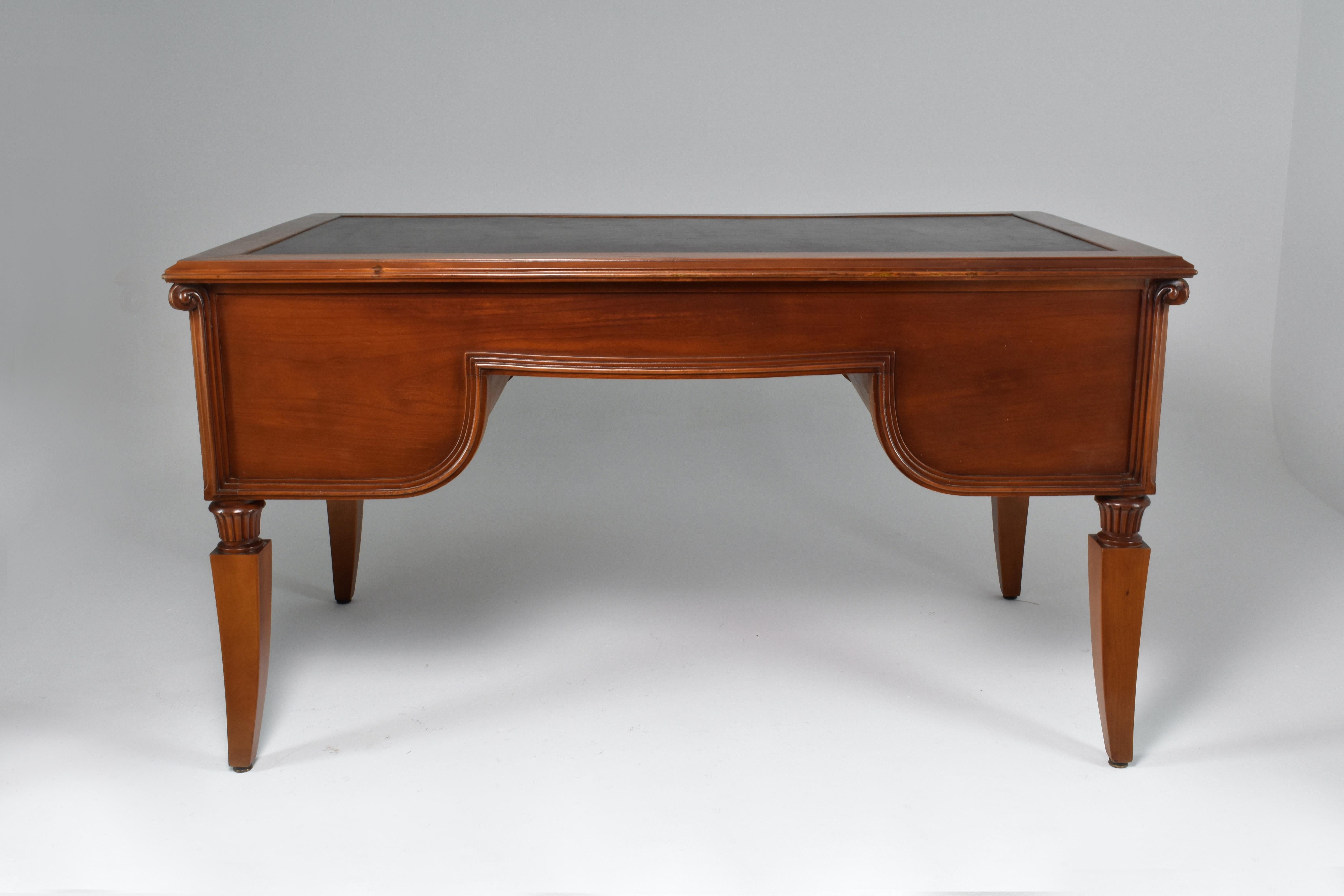 1940's Art Deco French Oak and Leather Desk 9