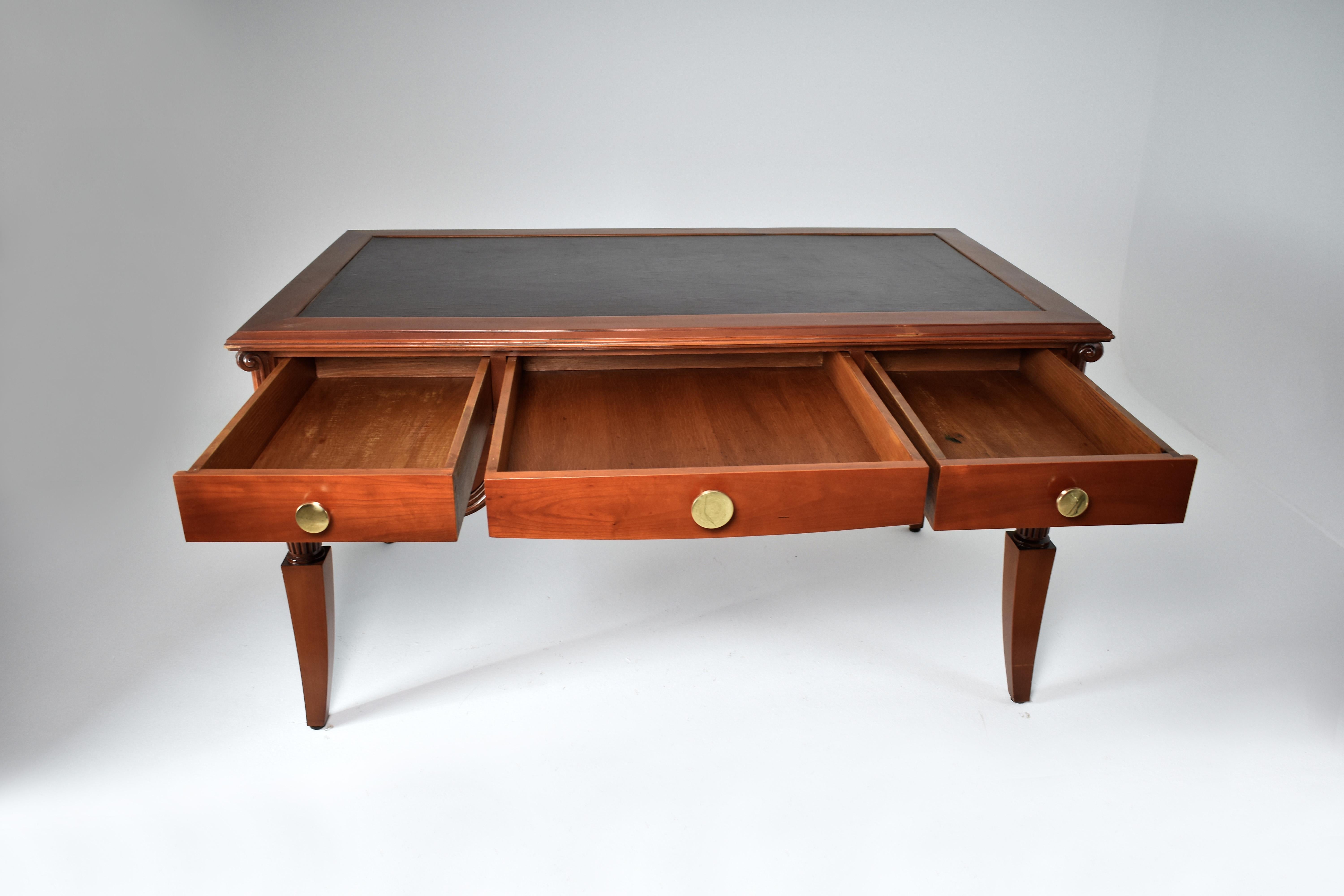 20th Century 1940's Art Deco French Oak and Leather Desk
