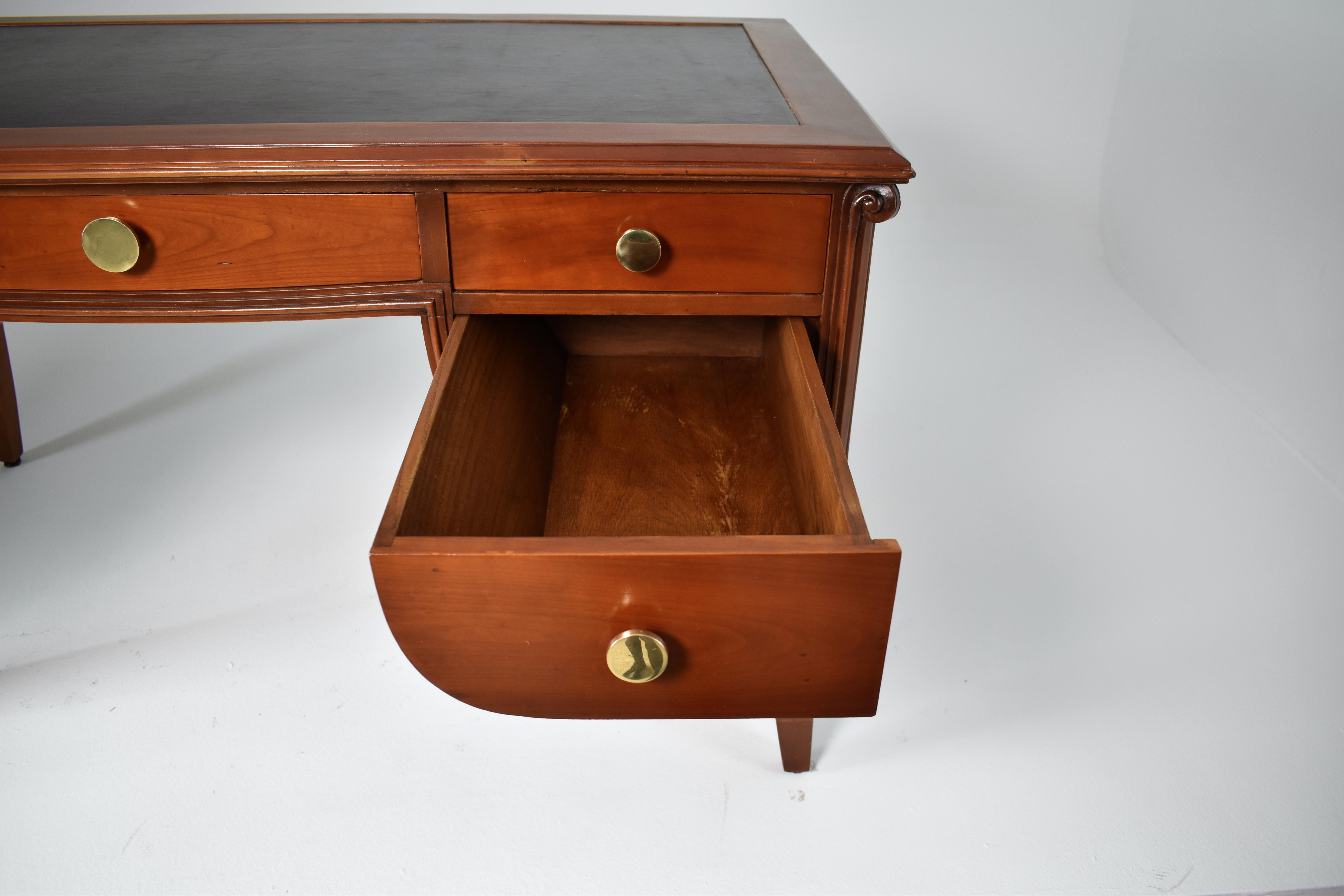 1940's Art Deco French Oak and Leather Desk 1