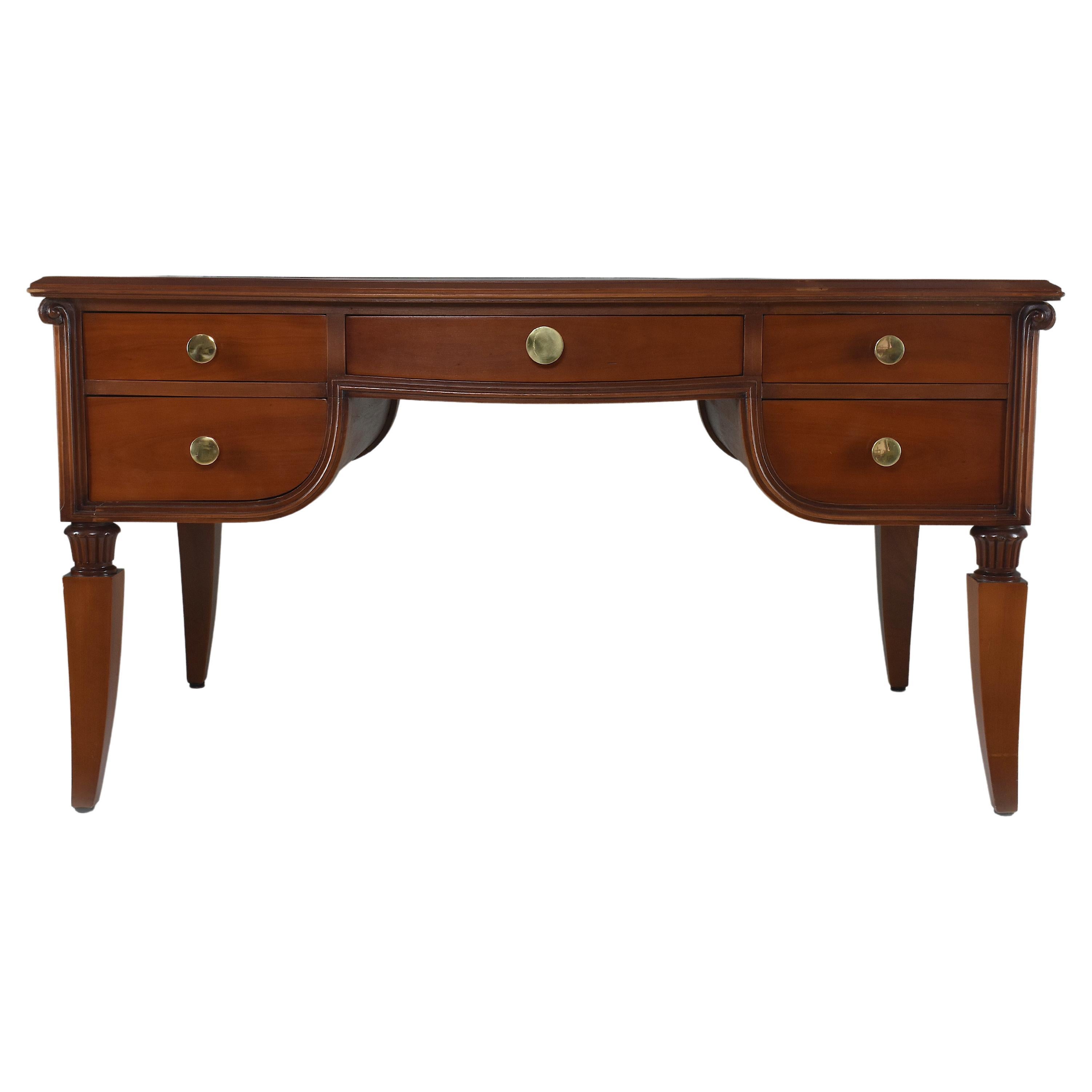 1940's Art Deco French Oak and Leather Desk