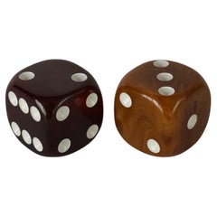 Retro 1940s Art Deco French Oversized set of two Bakelite Butterscotch Caramel Dice