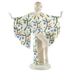 Danseuse Ambretta en céramique émaillée Art Déco des années 1940 par S. Vaccetti pour Essevi, Italie
