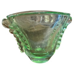 1940s Art Deco Green Heavy Glass Vase by Daum Nancy