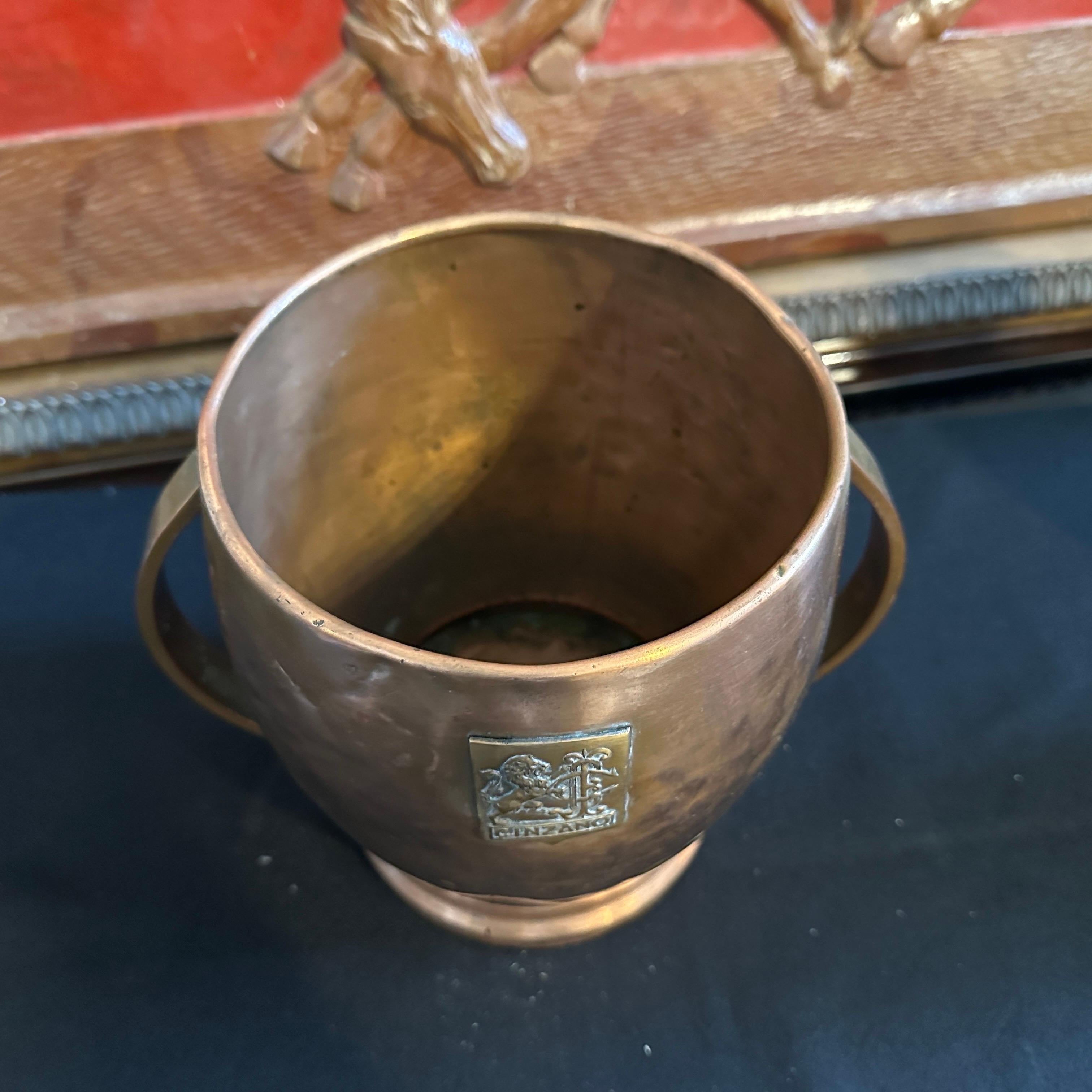 1940s Art Deco Hammered Copper and Brass Italian Cinzano Wine Cooler For Sale 4