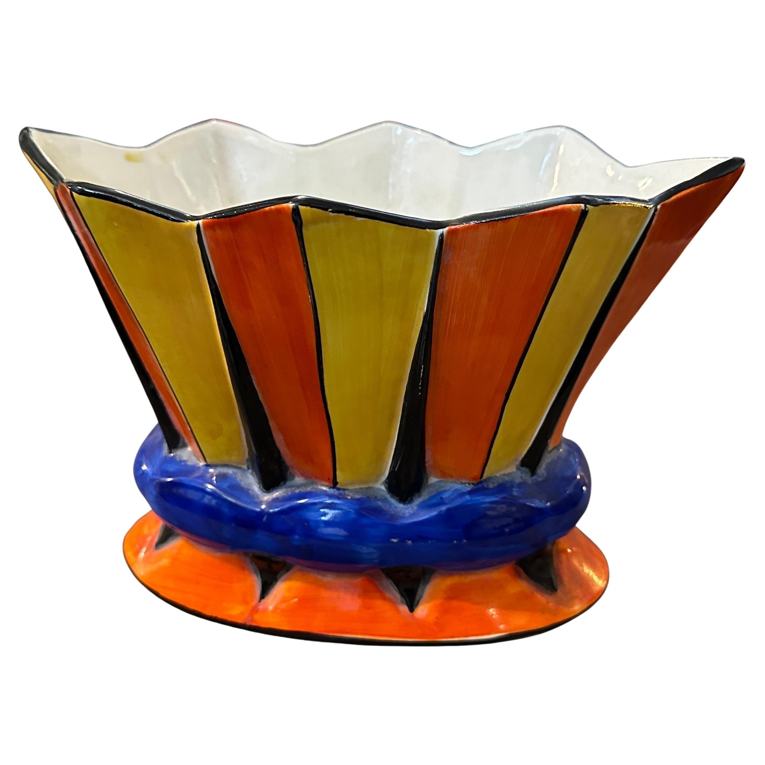 1940s Art Deco Hand-Painted Porcelain Czech Vase