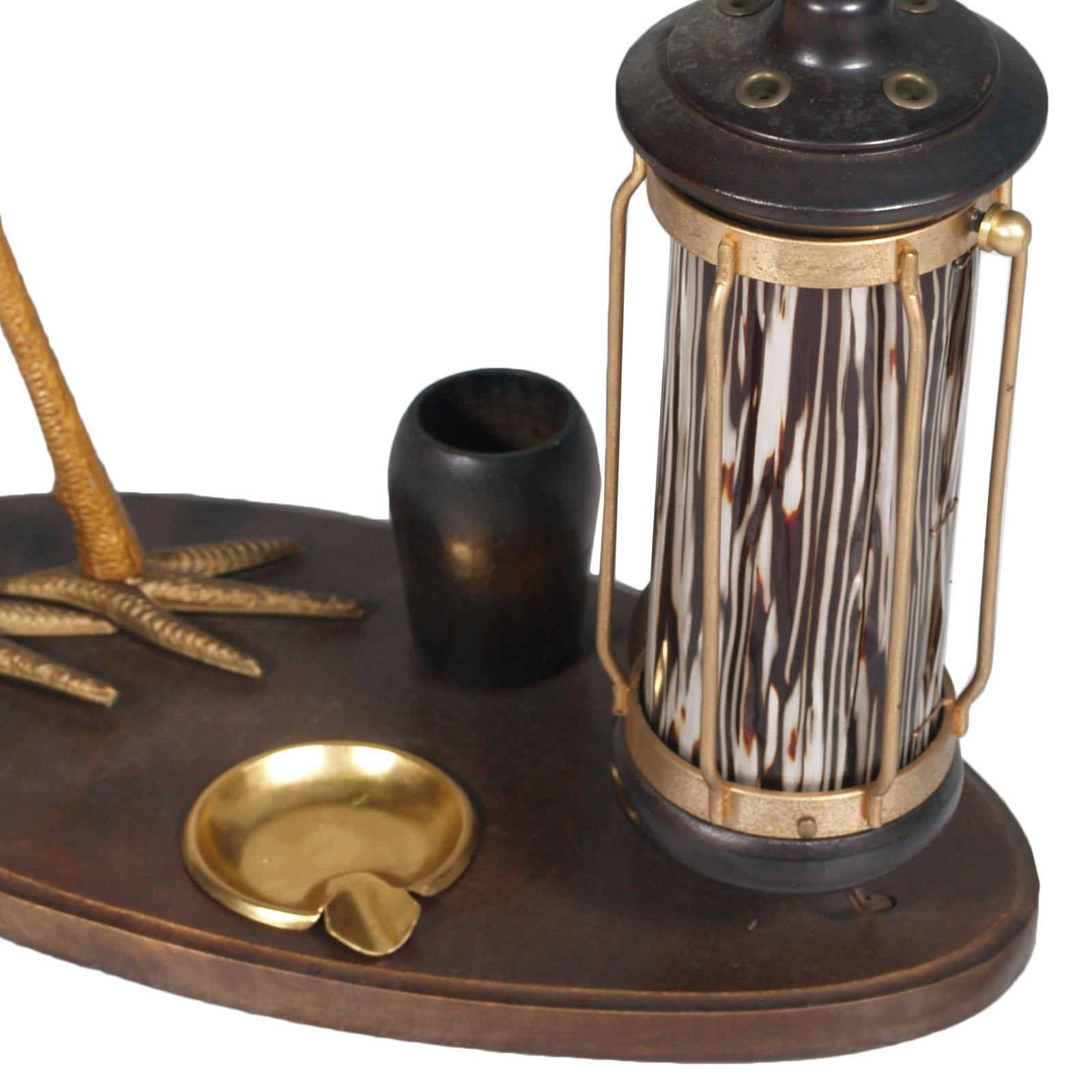 Art-Déco-Tischlampe „Heron“ aus den 1940er Jahren, Aschenbecher, Zigarettenservice im Zustand „Gut“ im Angebot in Vigonza, Padua