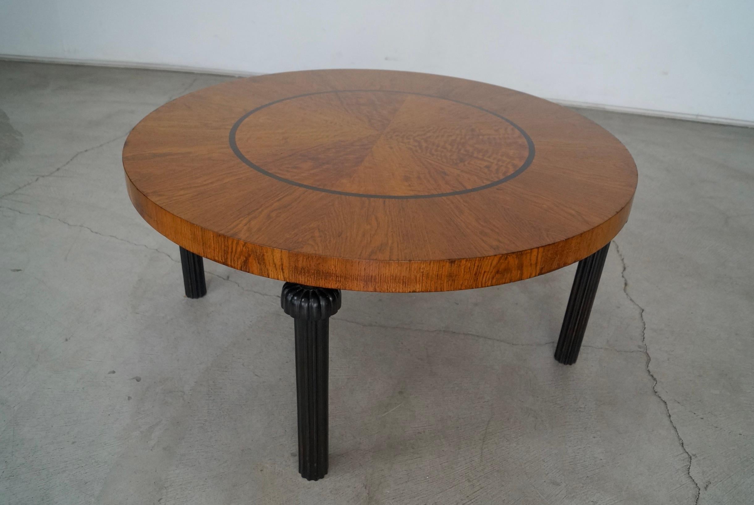 1940's Art Deco Hollywood Regency Round Coffee Table 4