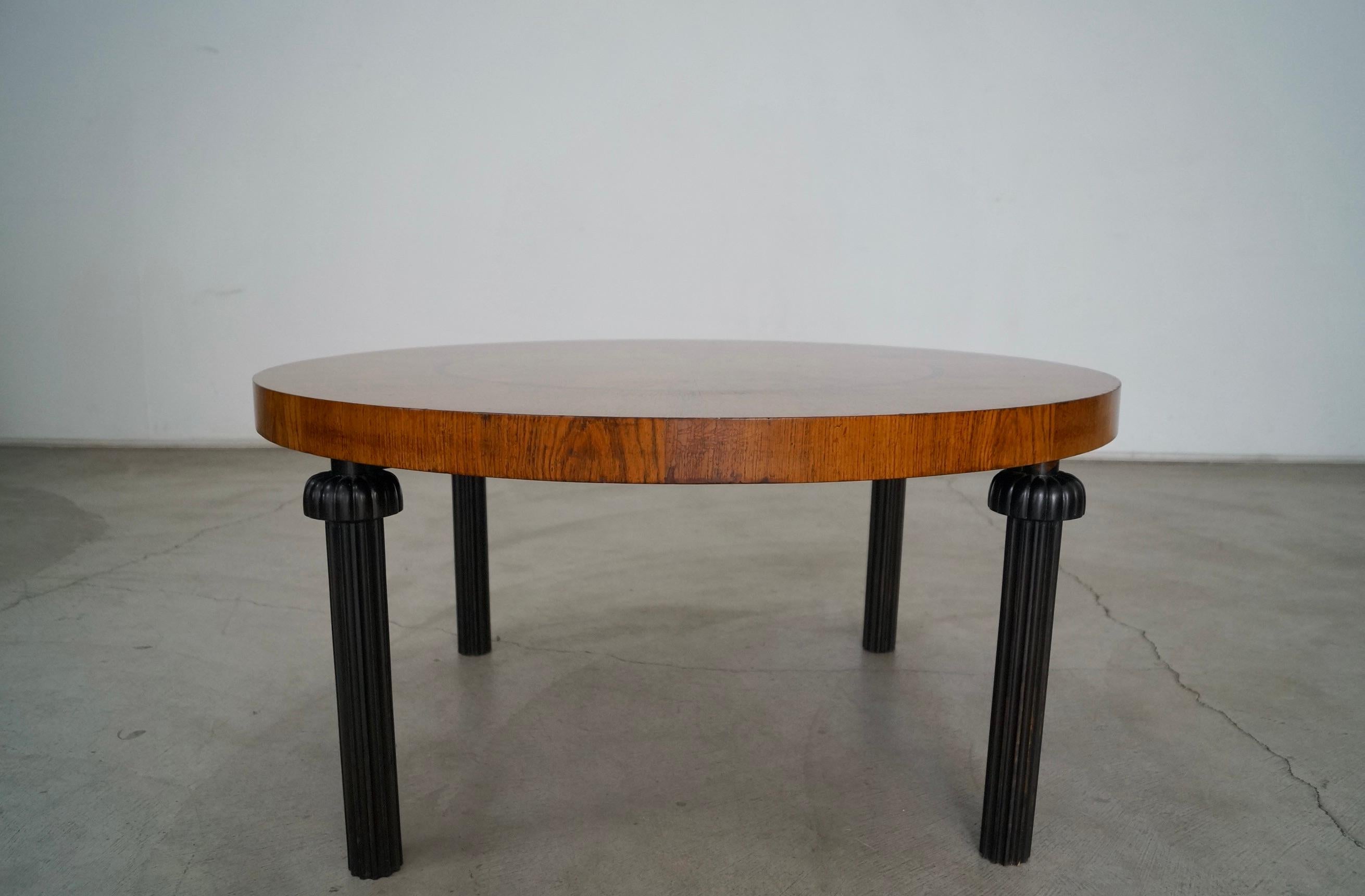 American 1940's Art Deco Hollywood Regency Round Coffee Table