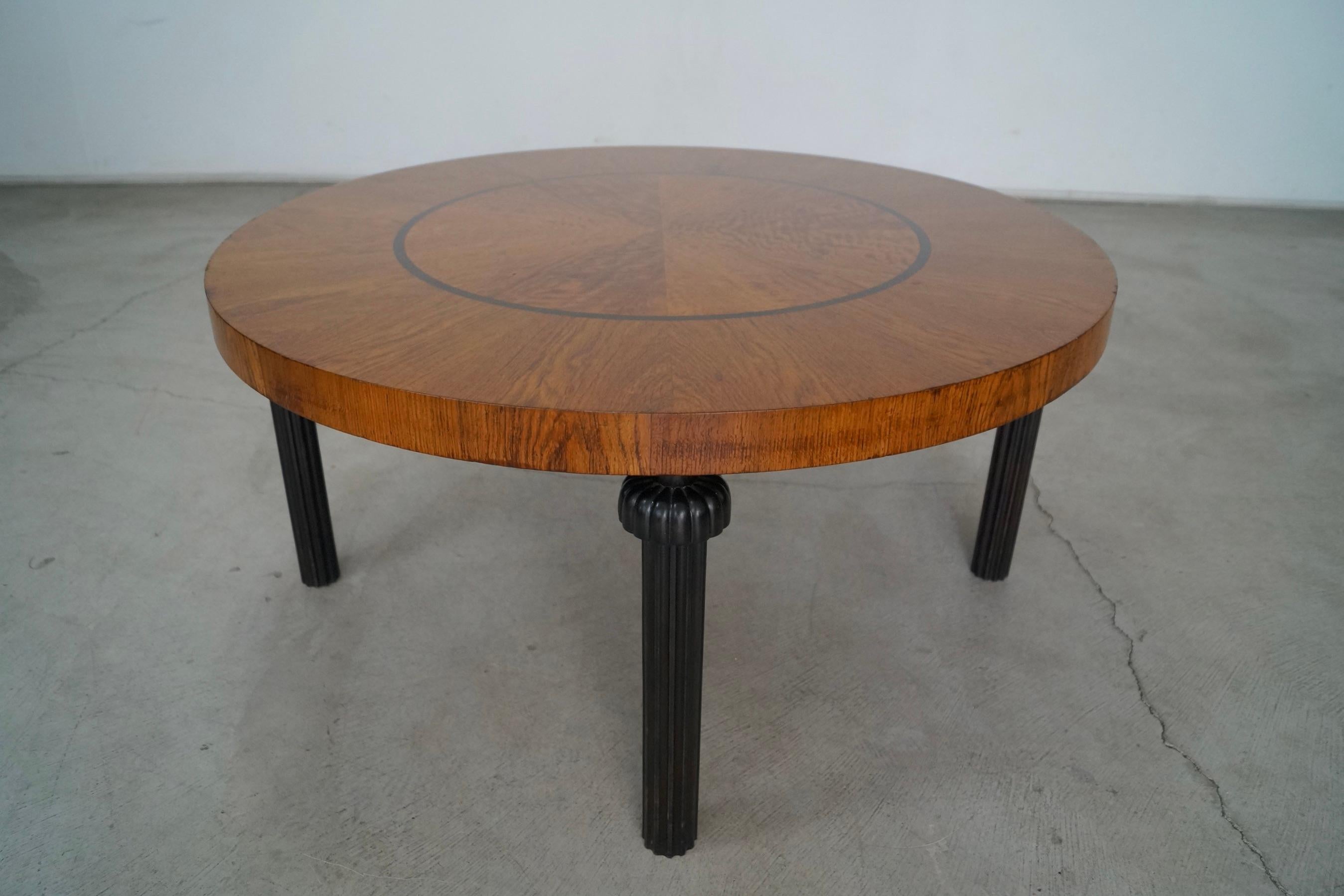 1940's Art Deco Hollywood Regency Round Coffee Table 1