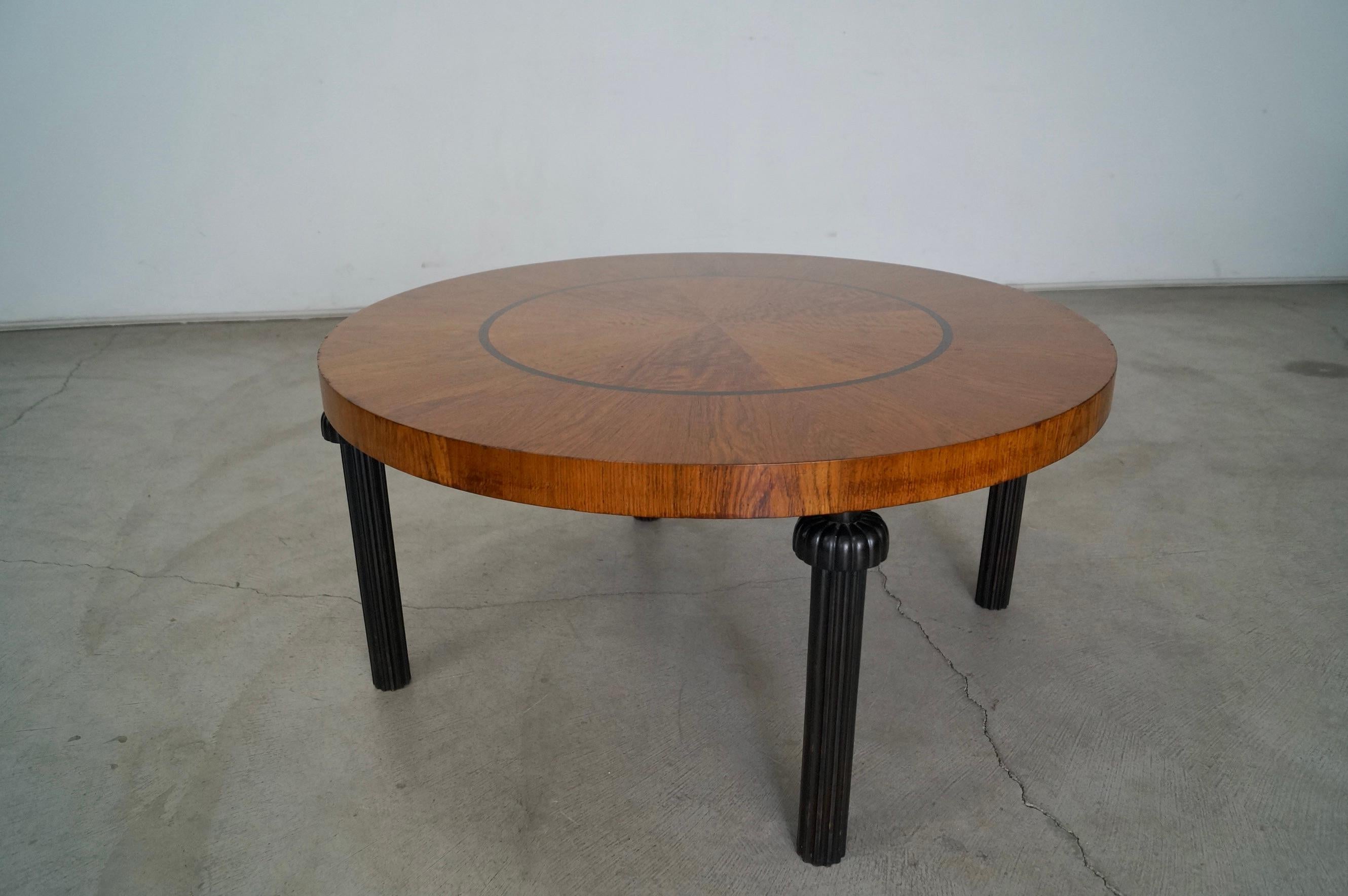 1940's Art Deco Hollywood Regency Round Coffee Table 2