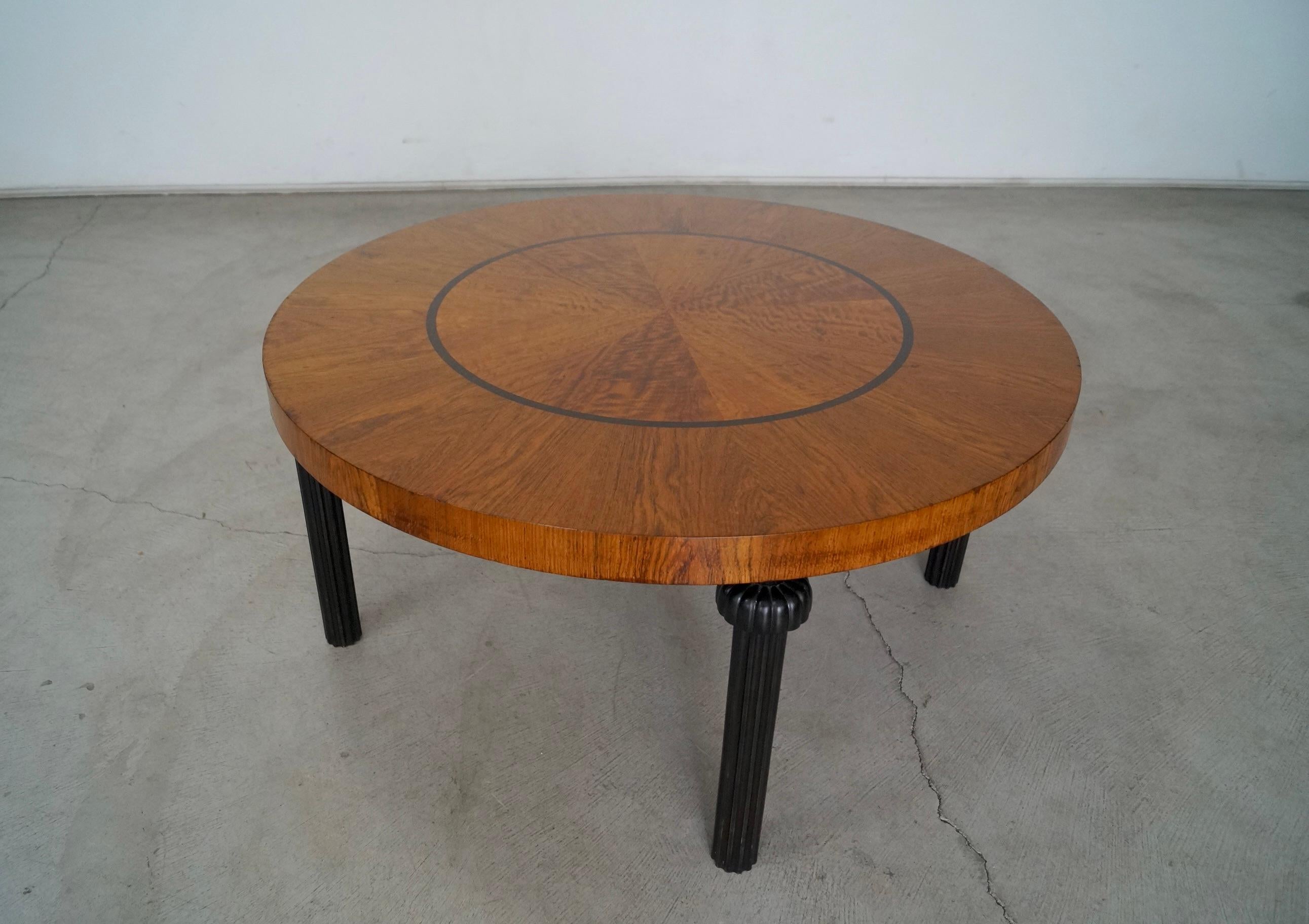 1940's Art Deco Hollywood Regency Round Coffee Table 3