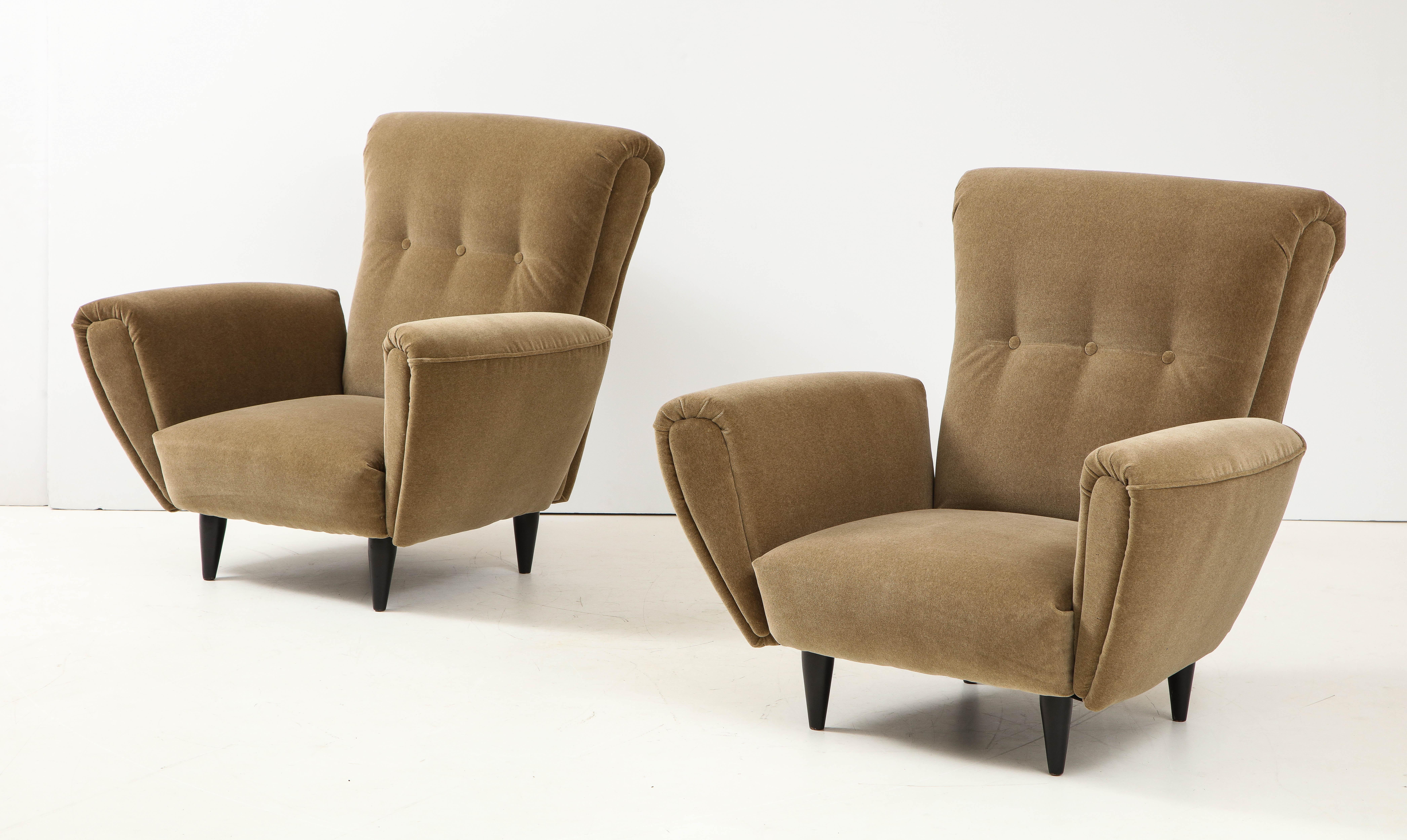 Mohair 1940's Art Deco Italian Chairs