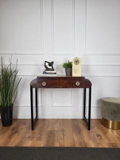 1940s Art Deco Italian Wood Waterfall Wall Console Table