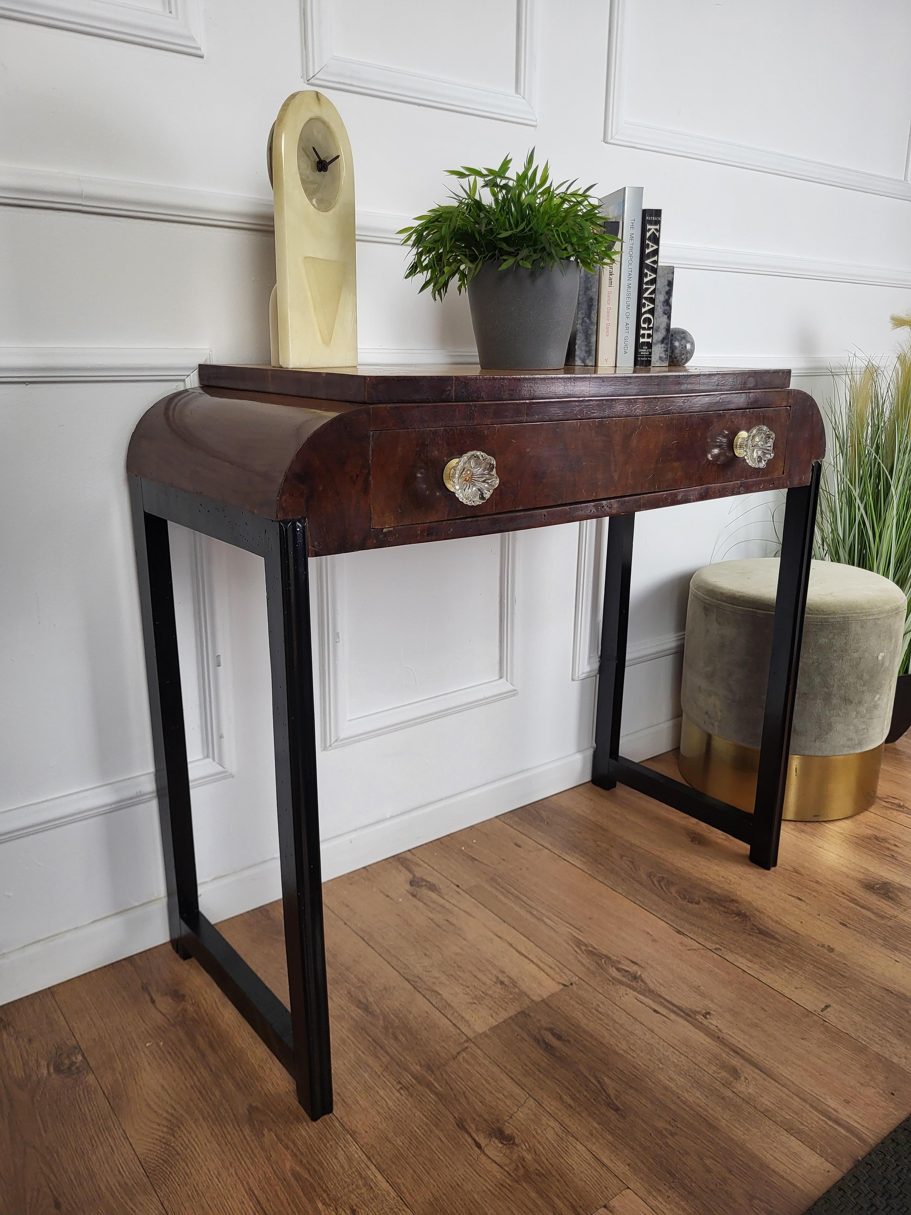 1940s Art Deco Italian Wood Waterfall Wall Console Table For Sale 1