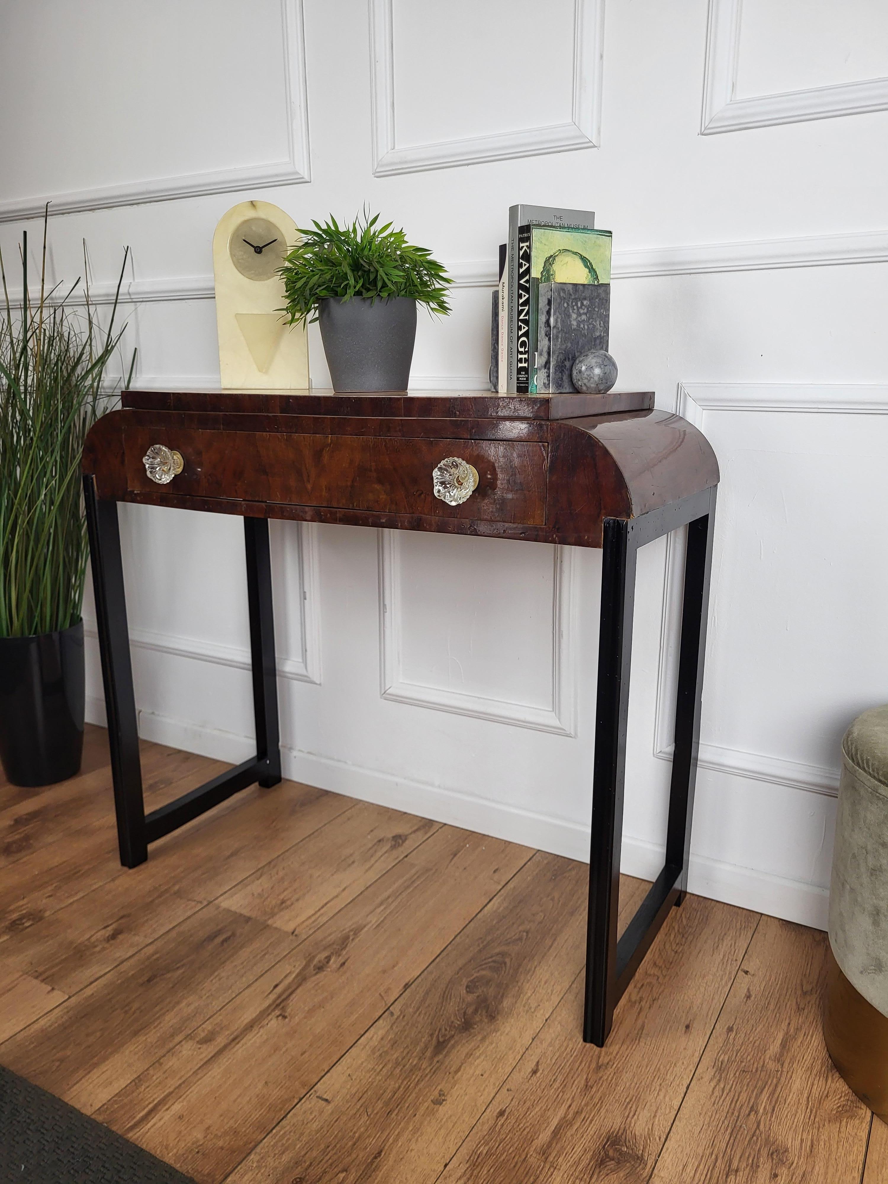 1940s Art Deco Italian Wood Waterfall Wall Console Table For Sale 2