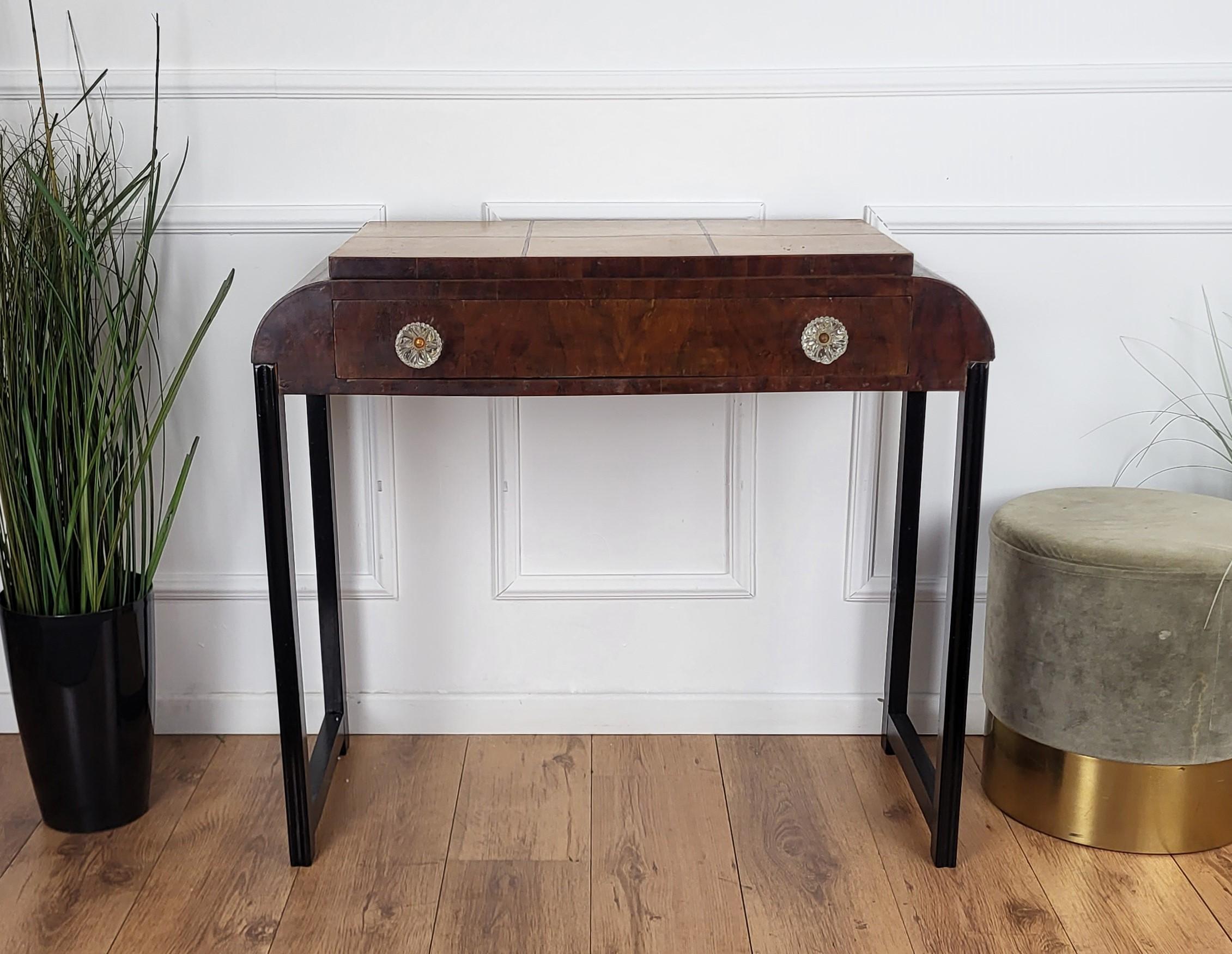 1940s Art Deco Italian Wood Waterfall Wall Console Table For Sale 3
