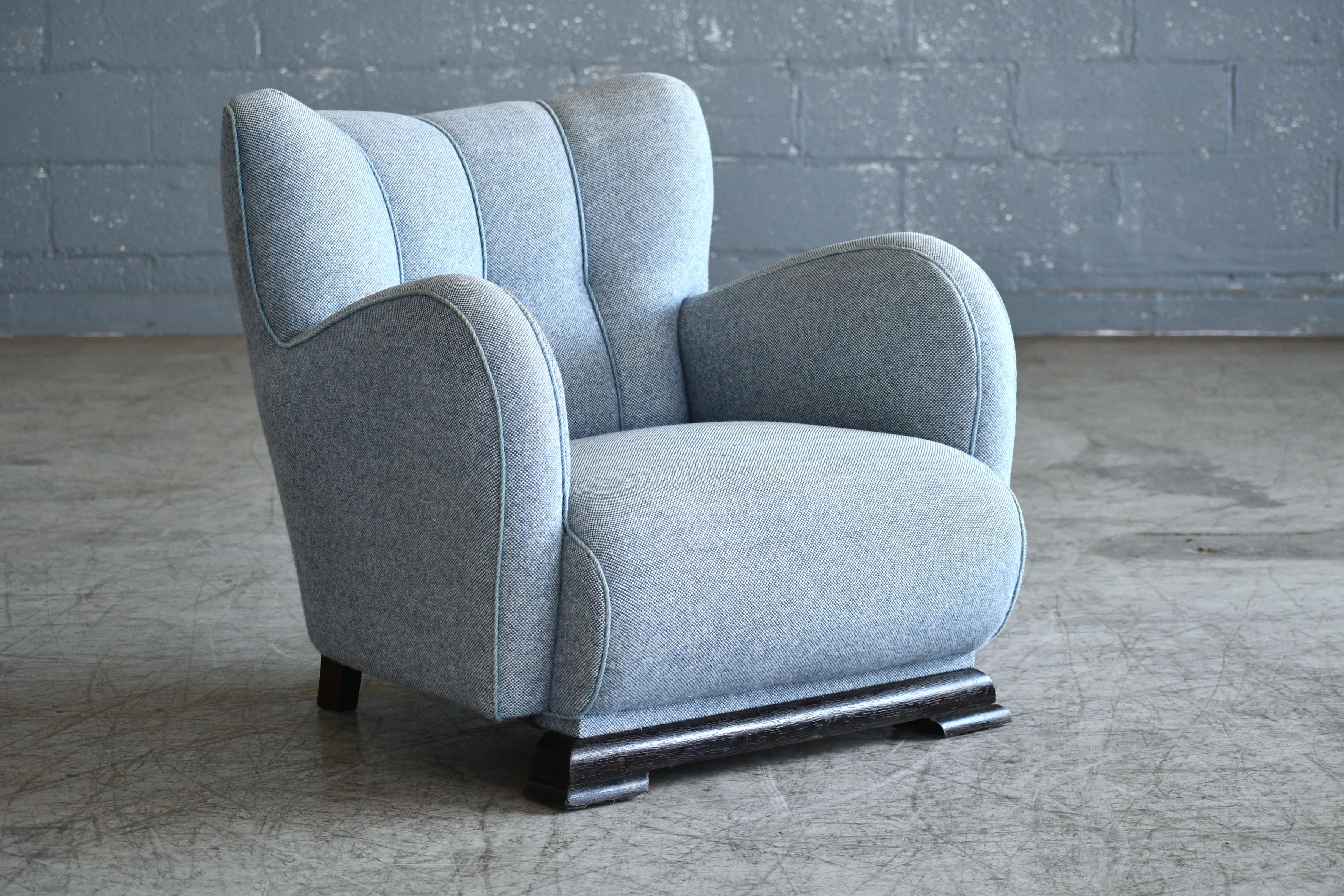 1940s Art Deco Large-Sized Danish Club Chair in Style of Fritz Hansen 1