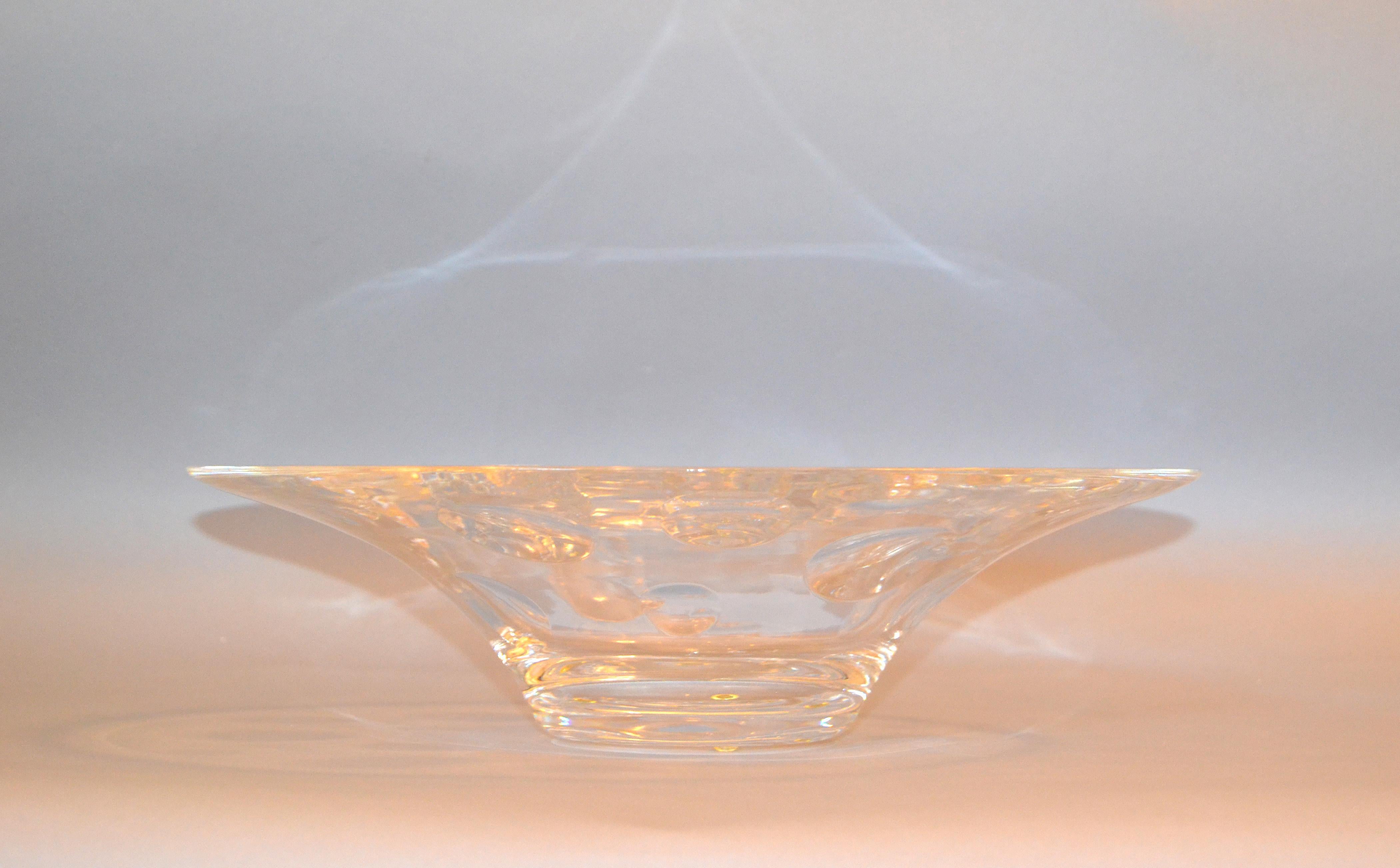 1940s Art Deco large Tiffany & Company art glass crystal bowl with bubbles.
Marked underneath, Tiffany & Co. 
Simply Lovely and made with great craftsmanship.