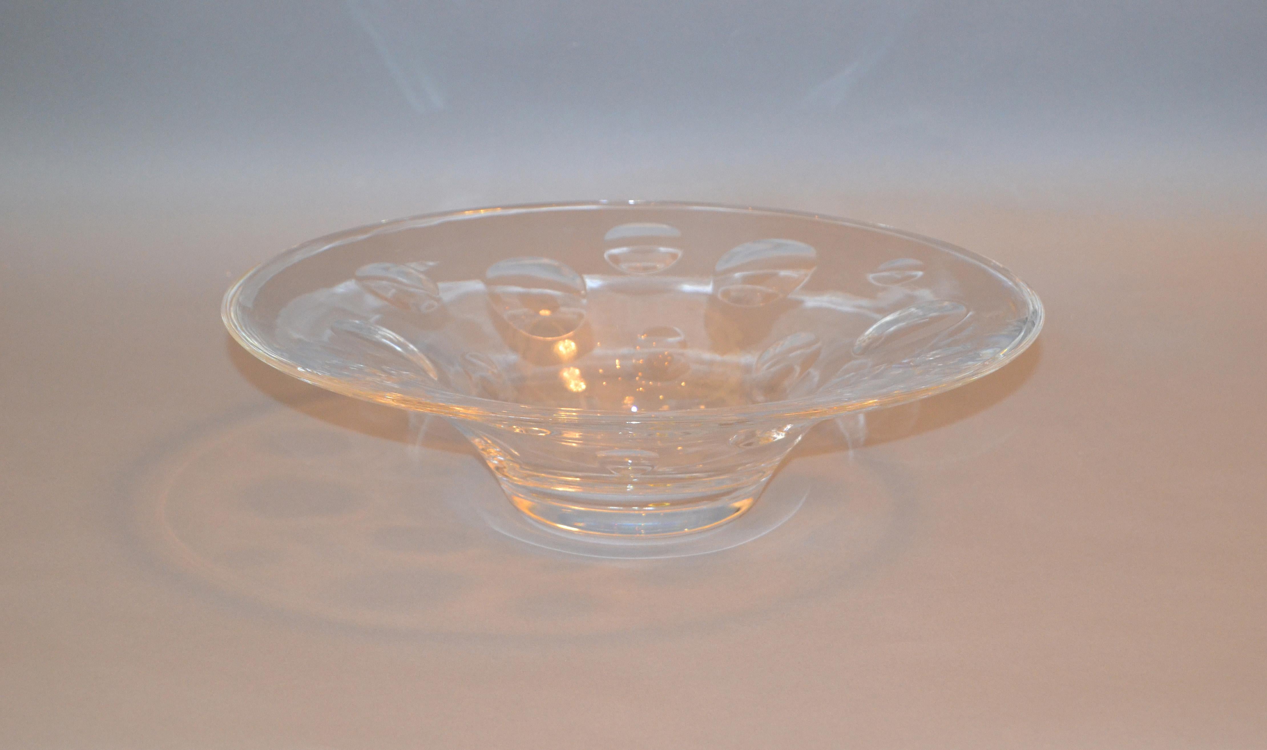Mid-20th Century 1940s Art Deco Large Tiffany & Company Art Glass Crystal Bowl with Bubbles