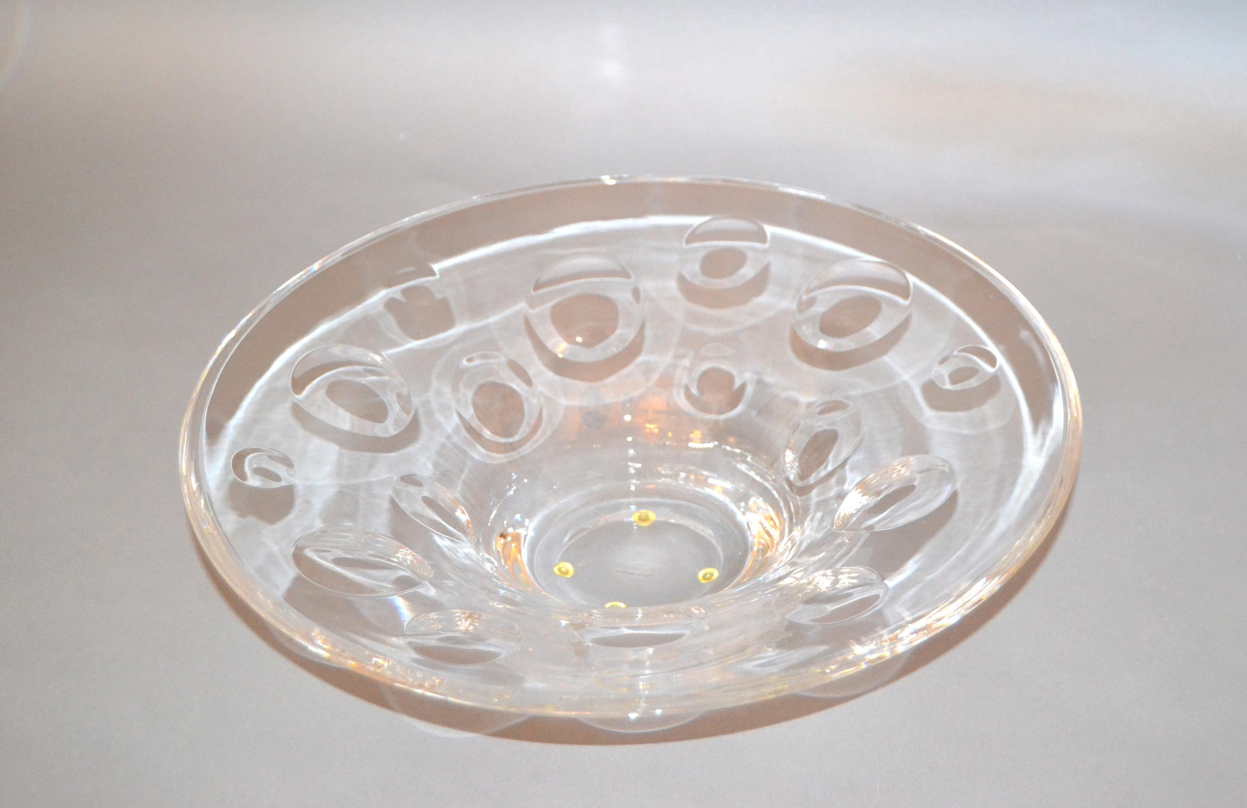 1940s Art Deco Large Tiffany & Company Art Glass Crystal Bowl with Bubbles 1