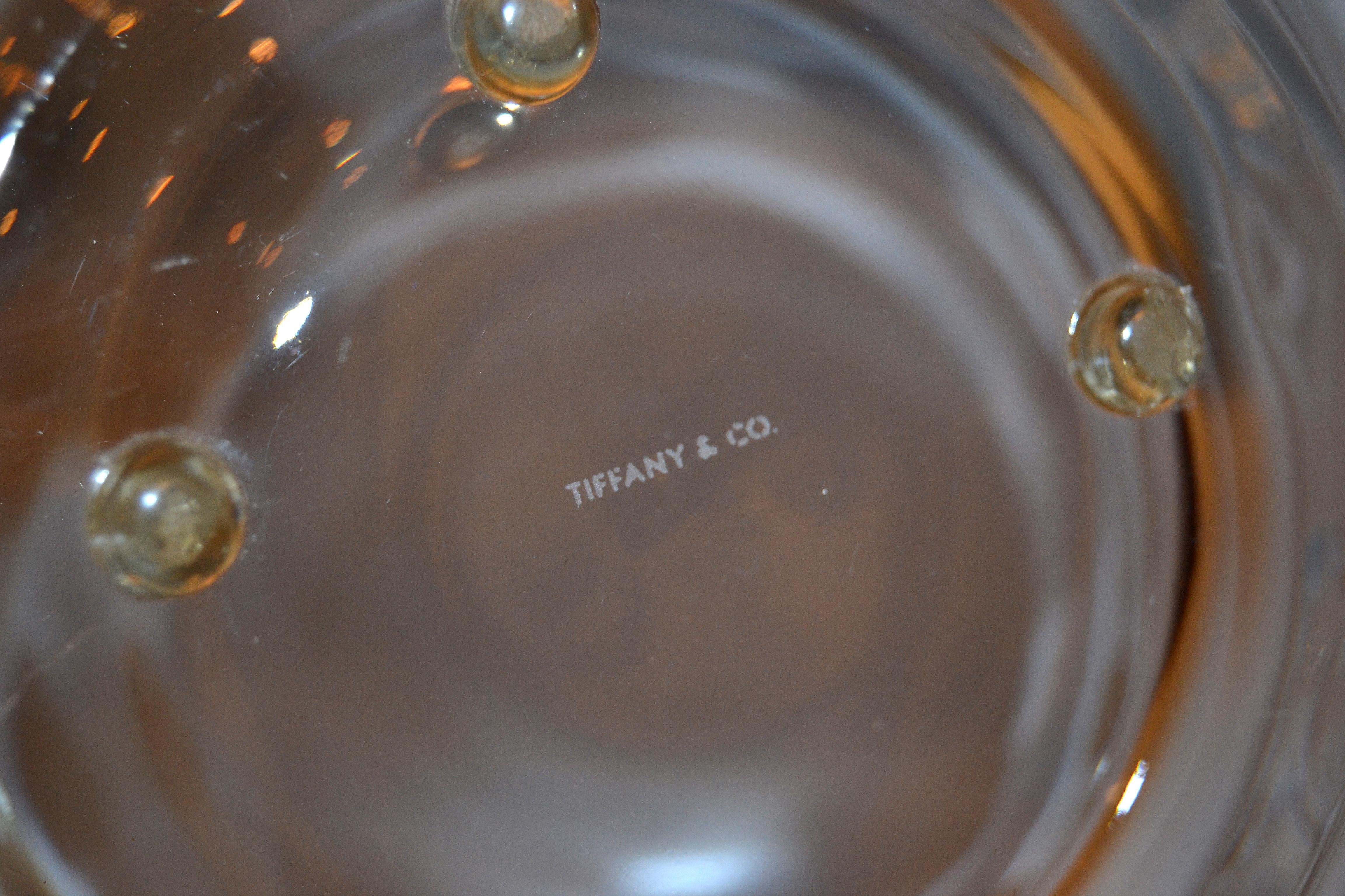 1940s Art Deco Large Tiffany & Company Art Glass Crystal Bowl with Bubbles 2