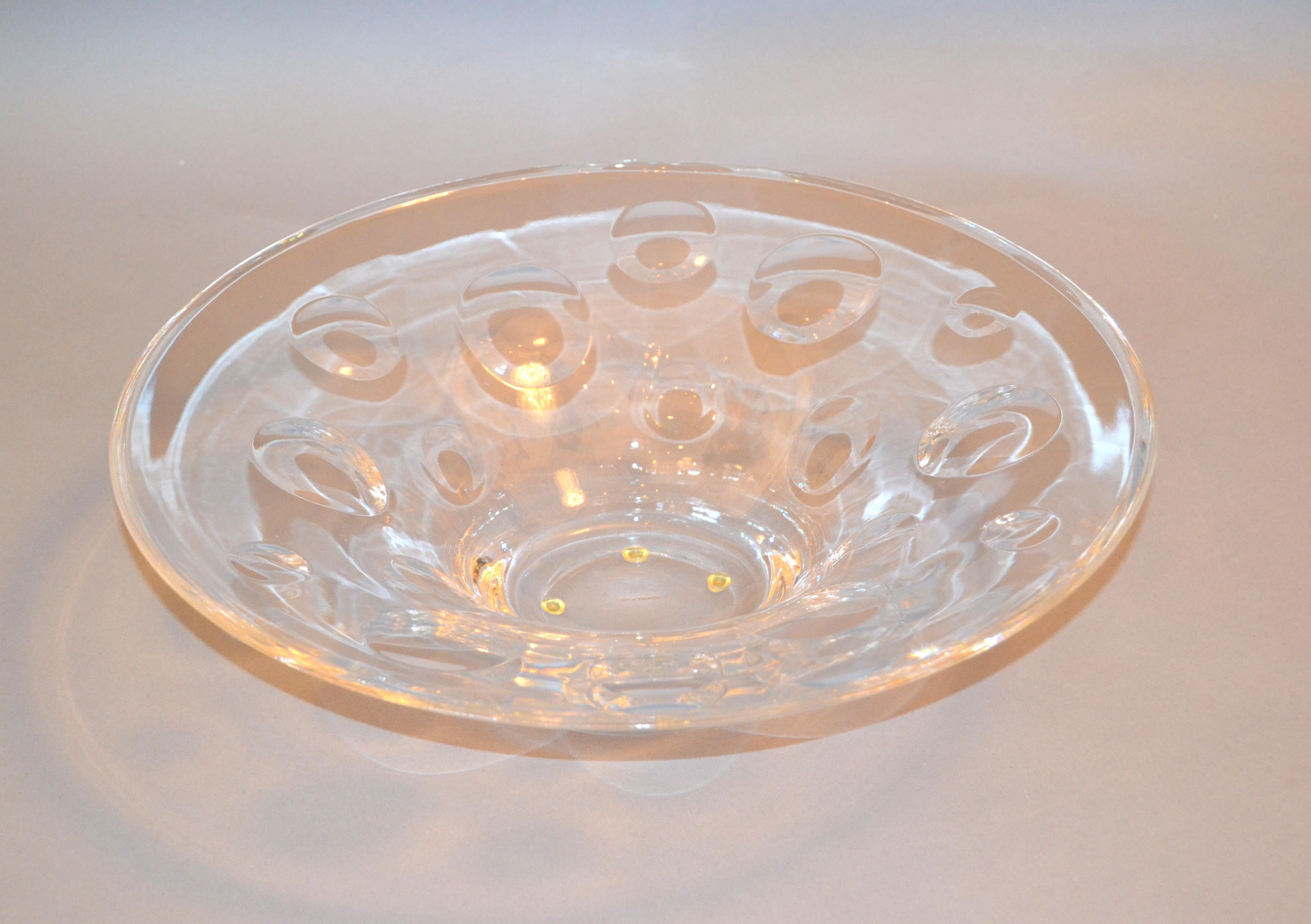 1940s Art Deco Large Tiffany & Company Art Glass Crystal Bowl with Bubbles 3