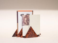 1940s Art Deco Letter Holder in Cypress Burl Wood- French Desk Accessory