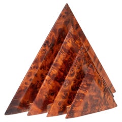 1940s Art Deco Letter Holder in Cypress Burl Wood- French Desk Accessory