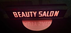1940's Art Deco Light Up "BEAUTY SALON" aluminum & glass sign