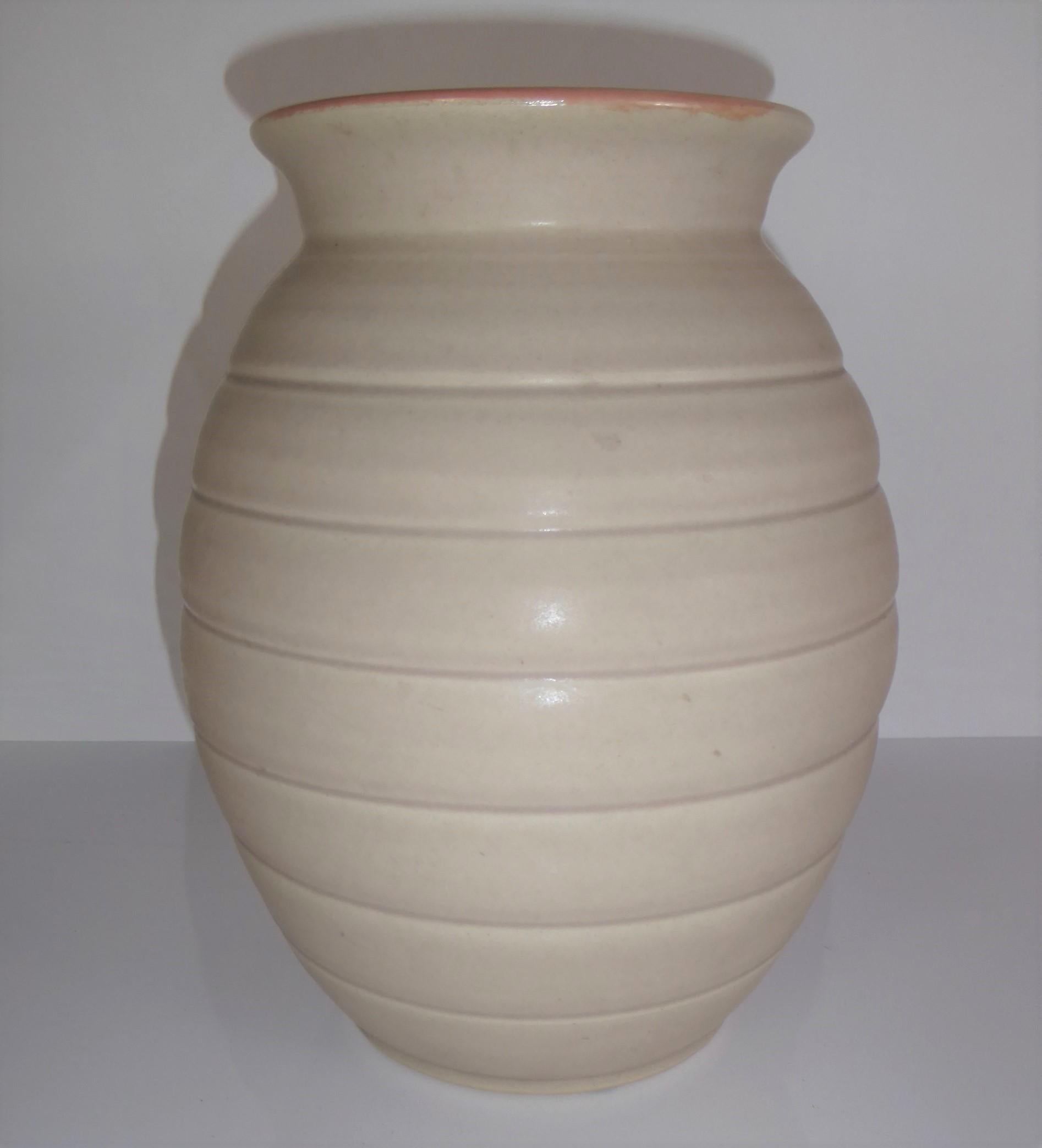 1940s Art Deco Lovatts Stoneware Vase England Streamline Modern 1