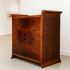 1940s Art Deco Mid-Century Italian Burl Mirror Mosaic Dry Bar Gio Ponti style