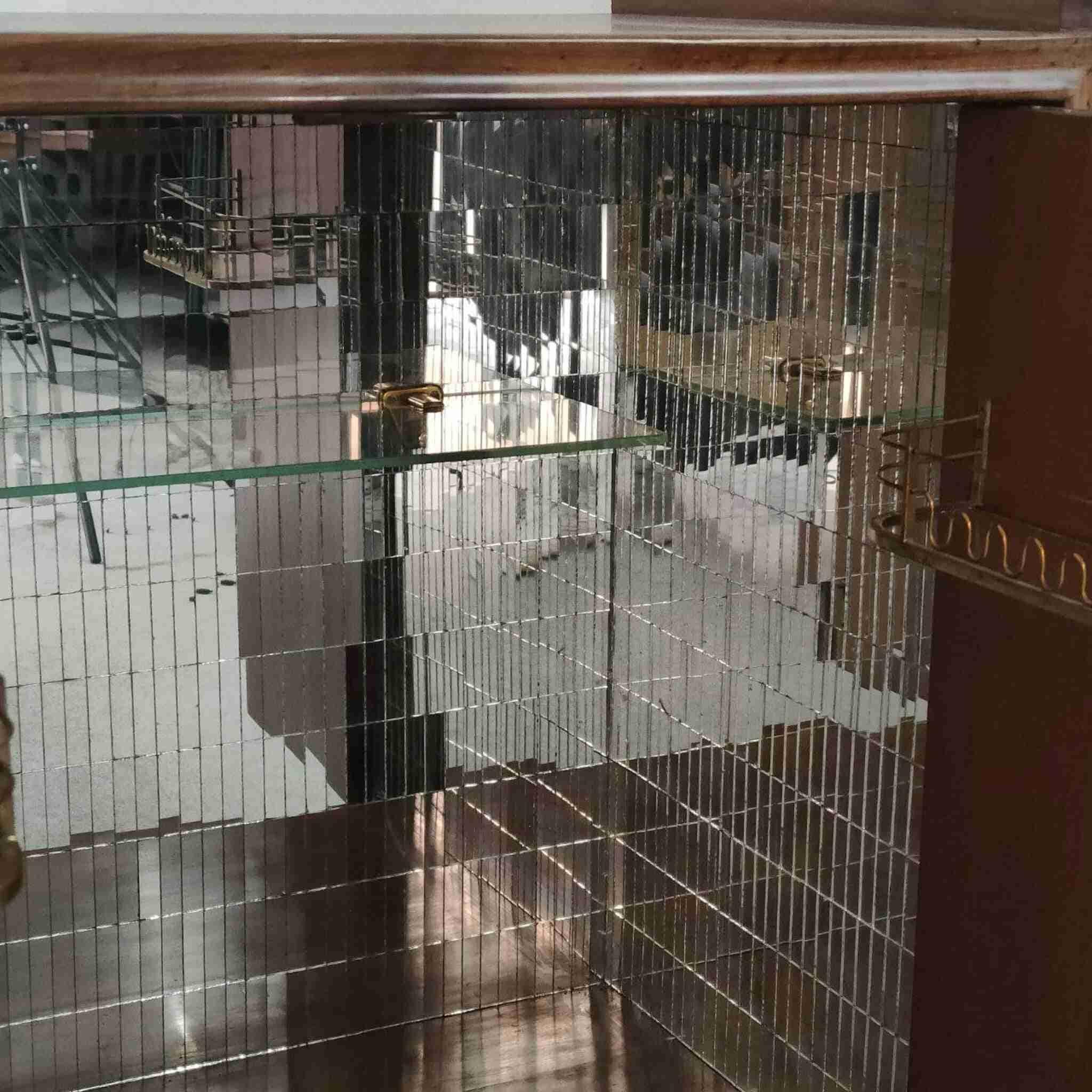 40s Art Deco MidCentury Italian Burl Mirror Mosaic Dry Bar Gio Ponti style For Sale 2