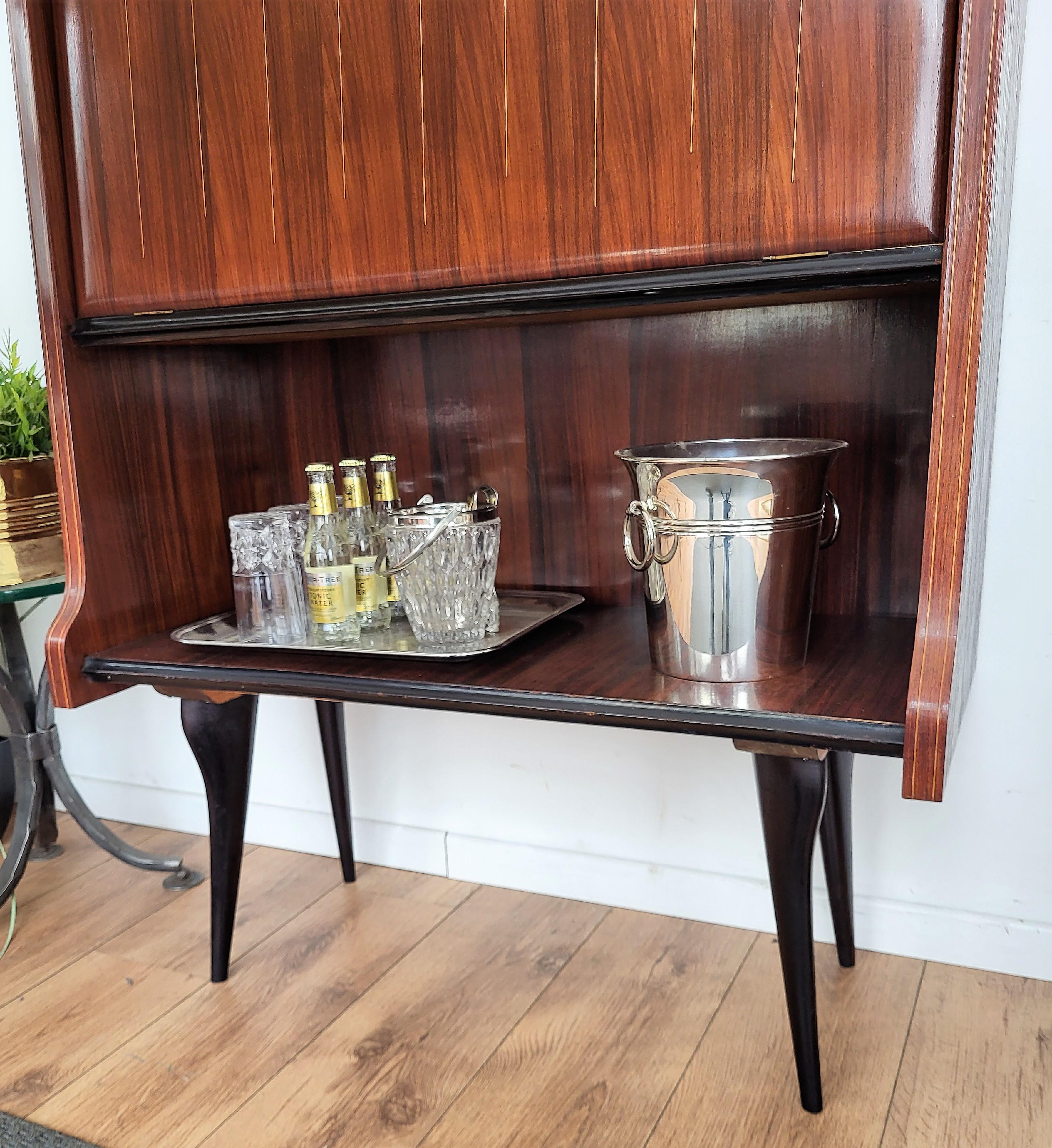 1940s Art Deco Mid-Century Italian Walnut Burl and Mirror Dry Bar Cabinet 3