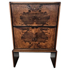 Mobile bar italiano in legno impiallacciato in radica di noce, stile Art Déco degli anni ’40 e Mid-Century