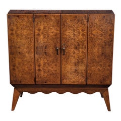 1940s Art Deco Mid-Century Italian Wood and Mirror Mosaic Dry Bar Cabinet