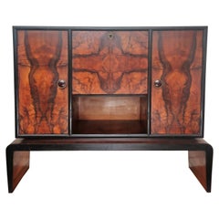 art deco dry bar 1940s Art Deco Midcentury Italian Walnut Burl and Mirror Dry Bar Cabinet