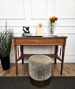 1940s Art Deco Midcentury Italian Walnut Burl Glass Writing Desk Table