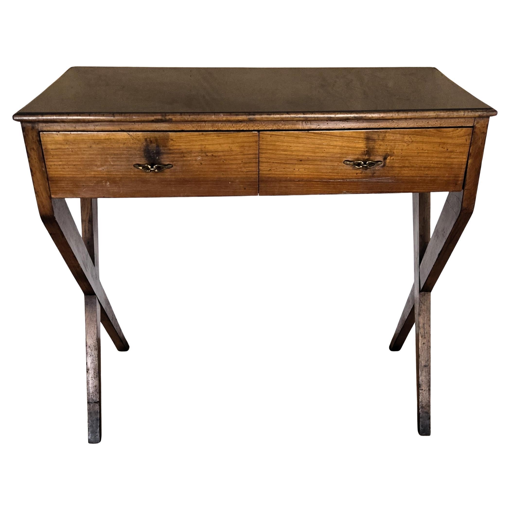 1940s Art Deco Midcentury Italian Walnut Burl Glass Writing Desk Table