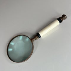1940s Art Deco Modern Brass Magnifying Glass Brass and Bakelite