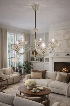 Lampadario Art Déco di Ercole Barovier, Murano, 1940