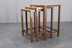 1940s Art Deco Nesting Tables with Opaxy Glass Top, Czechoslovakia