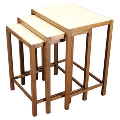 1940s Art Deco Nesting Tables with Opaxy Glass Top, Czechoslovakia