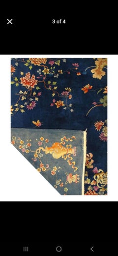 1940s Art Deco Nichols Chinese Botanical Rug 9x11.6
