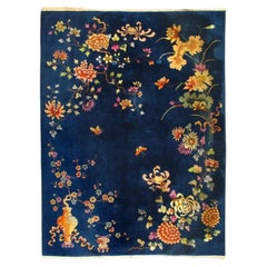 1940s Art Deco Nichols Chinese Botanical Rug 9x11.6