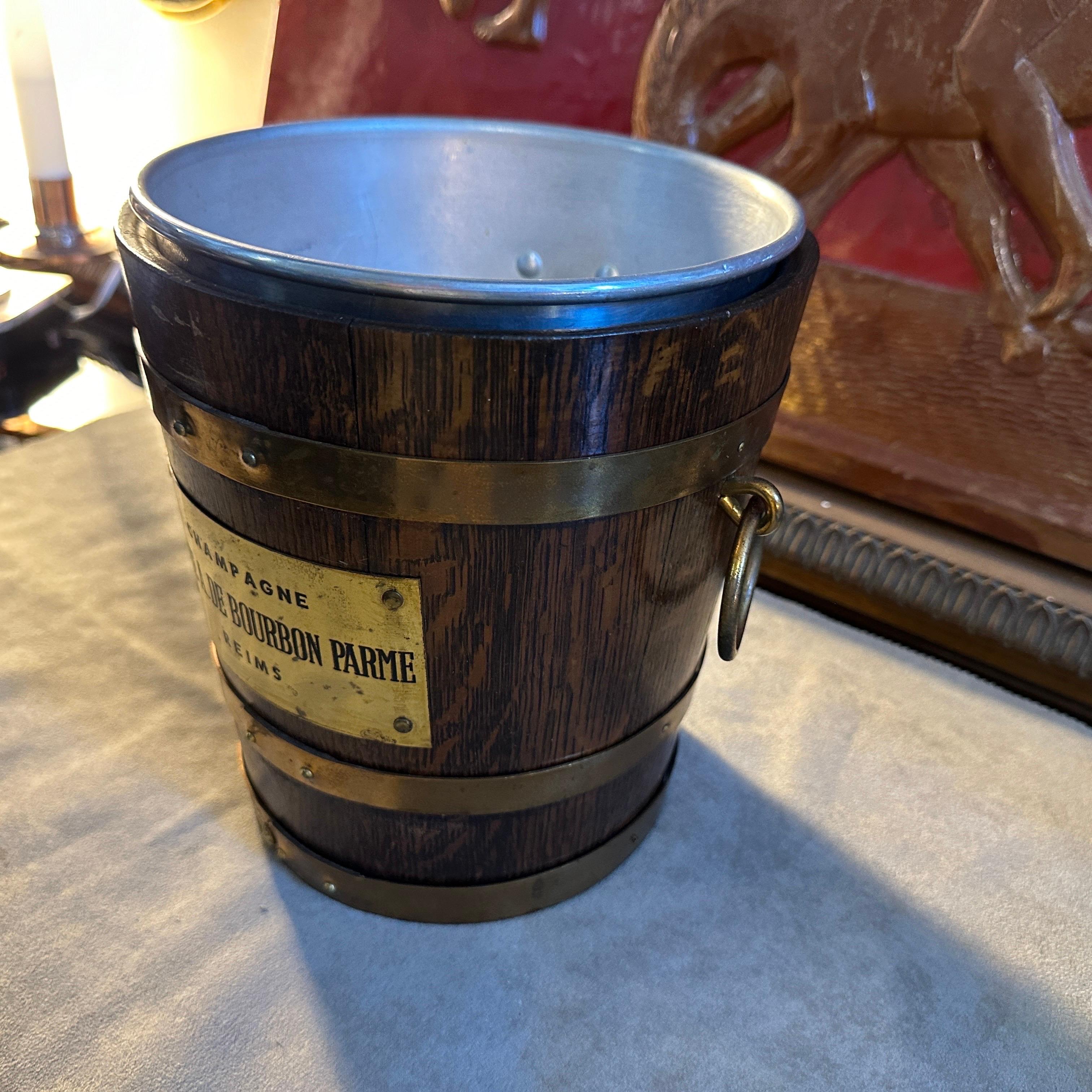 Hand-Crafted 1940s Art Deco Oak Wood and Brass French Wine Cooler by G. Lafitte  For Sale
