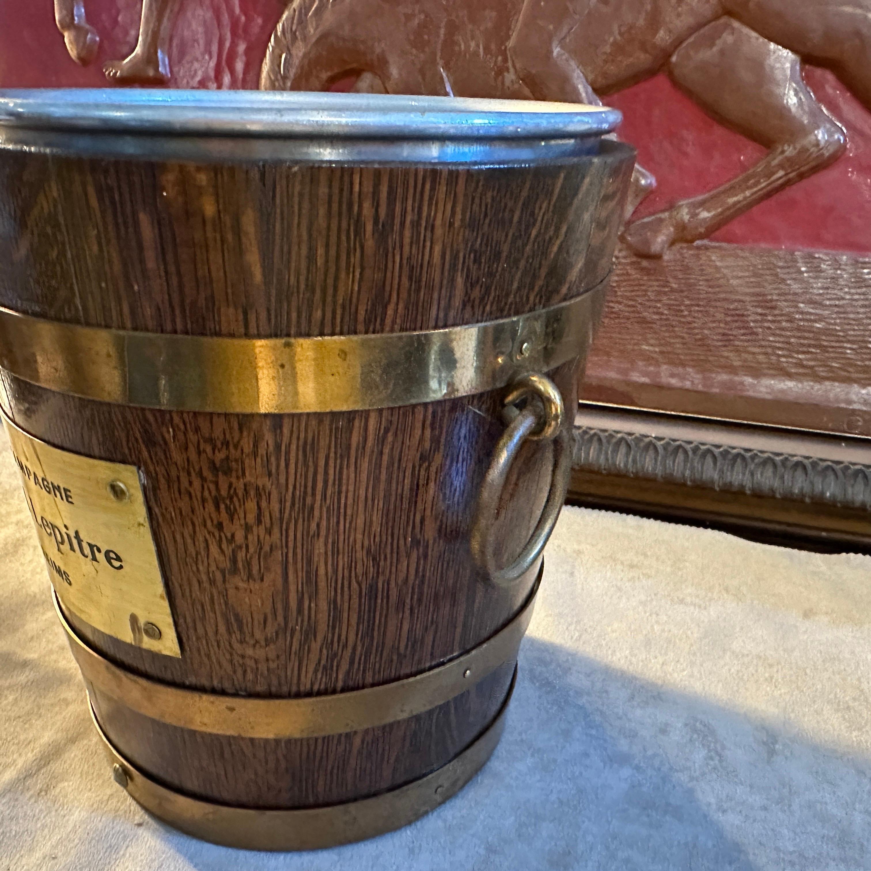 1940s Art Deco Oak Wood and Brass French Wine Cooler by G. Lafitte For Sale 2