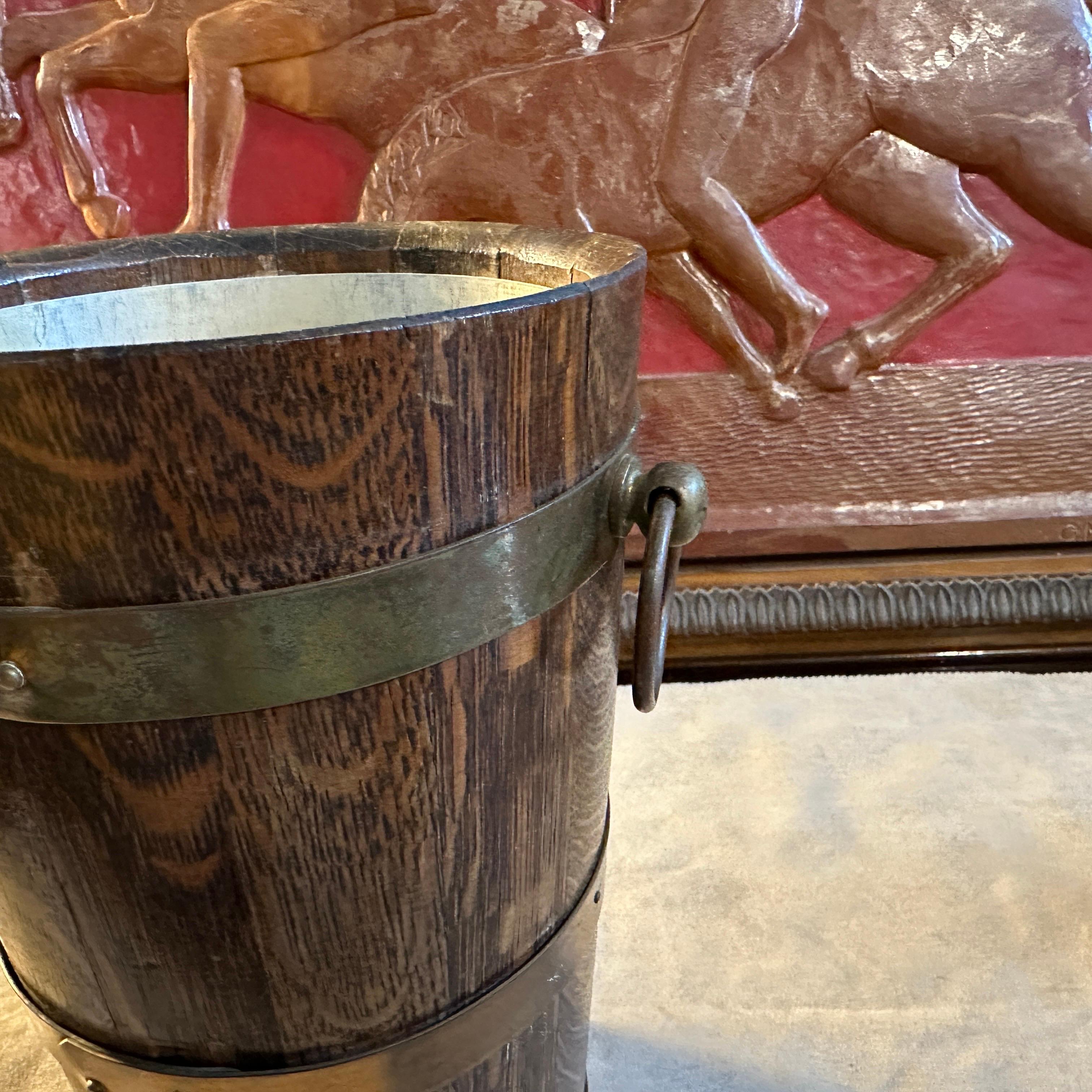 1940s Art Deco Oak Wood and Copper French Wine Cooler by Geraud Lafitte For Sale 5