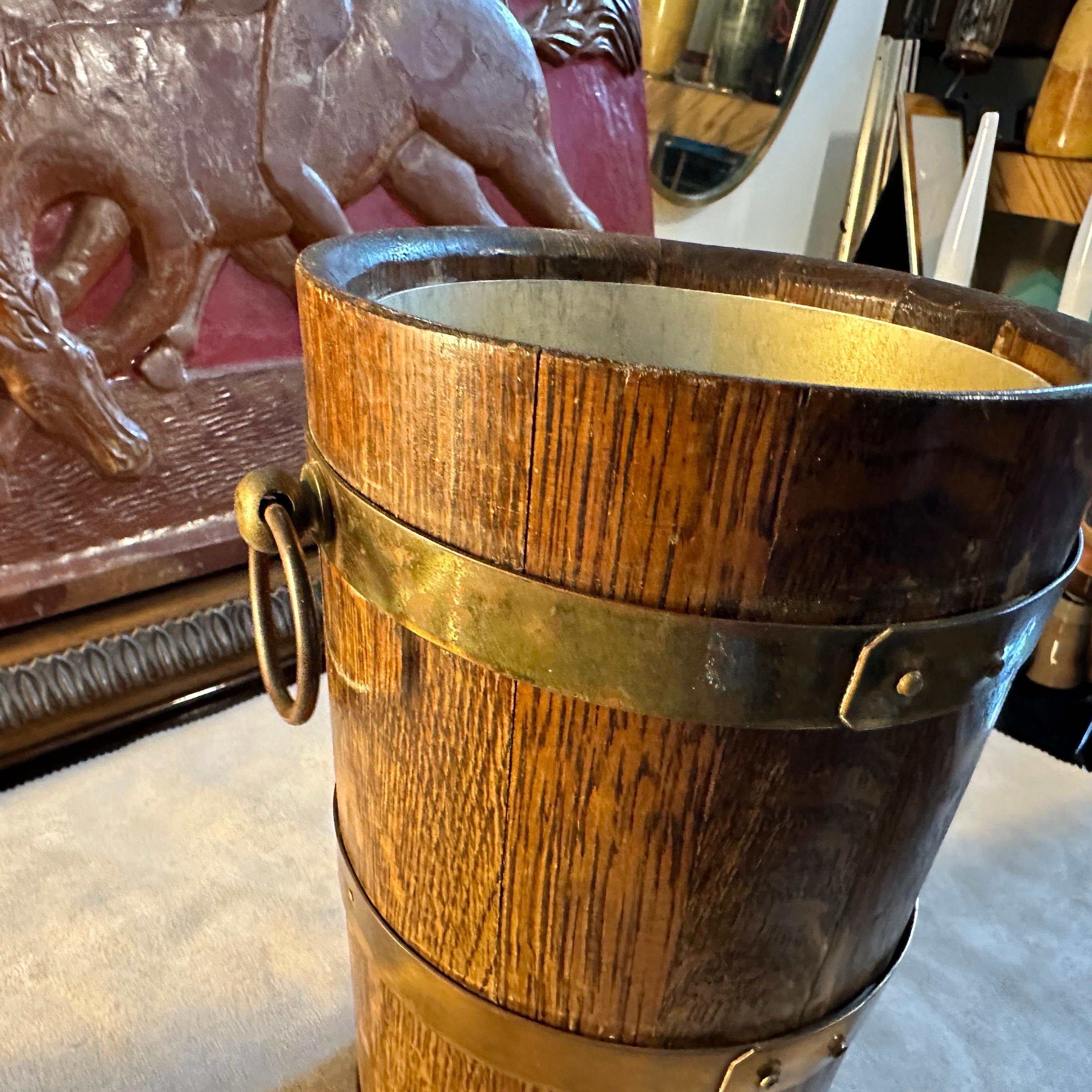 1940s Art Deco Oak Wood and Copper French Wine Cooler by Geraud Lafitte For Sale 6