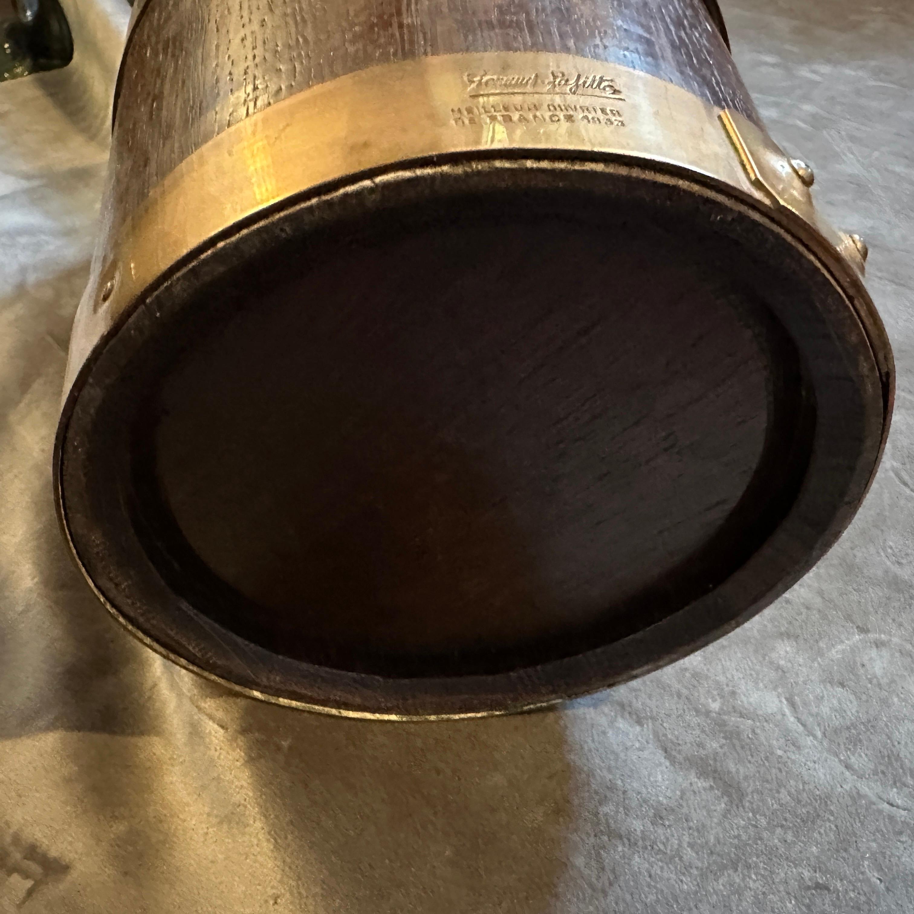 1940s Art Deco Oak Wood and Copper French Wine Cooler by Geraud Lafitte For Sale 6