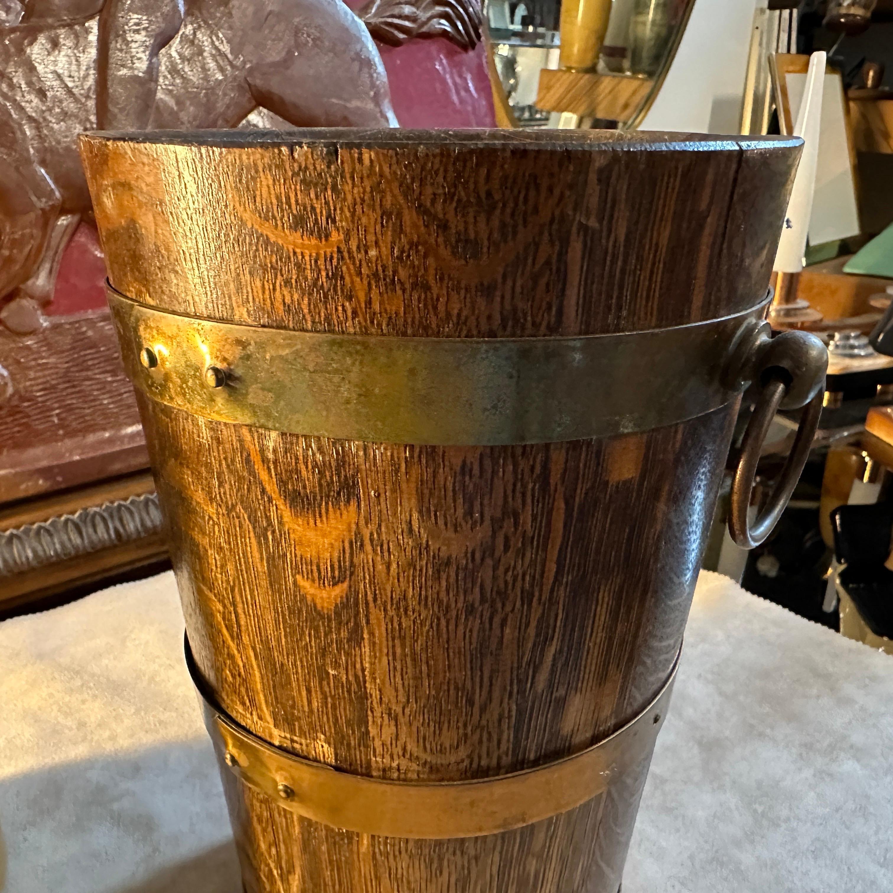 1940s Art Deco Oak Wood and Copper French Wine Cooler by Geraud Lafitte For Sale 7